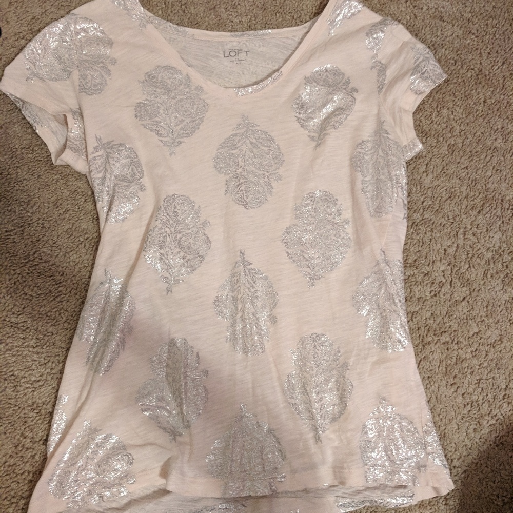 Loft Pale Pink Patterned Tee